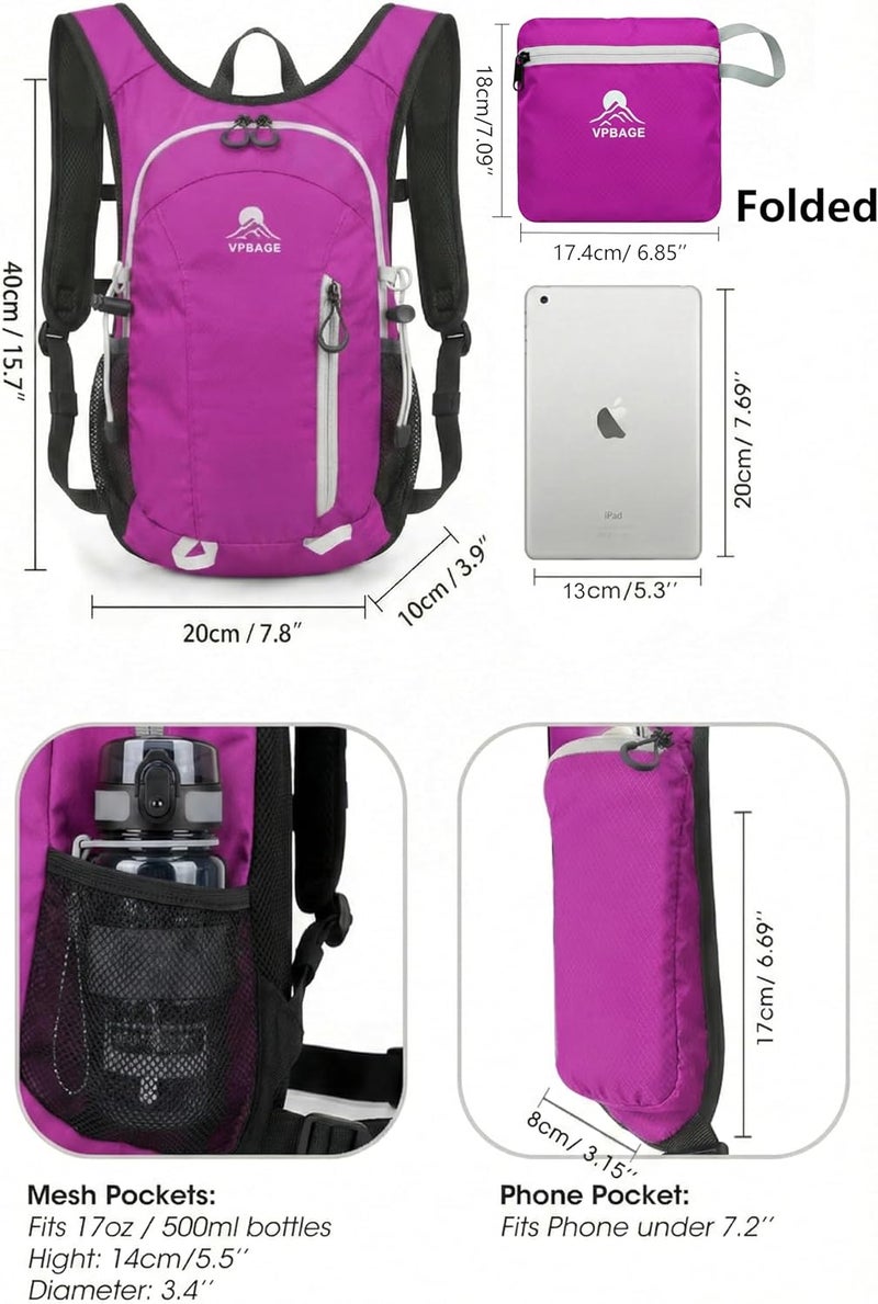 VPBAGE Store Foldable Small Hiking Backpack with 3 Strap Pockets – Lightweight 300D Spill-proof Daypack for Men Women – Packable Small Travel Backpack with Chest Strap & Trekking Pole Holder – Durable Outdoor Bag - Image 5